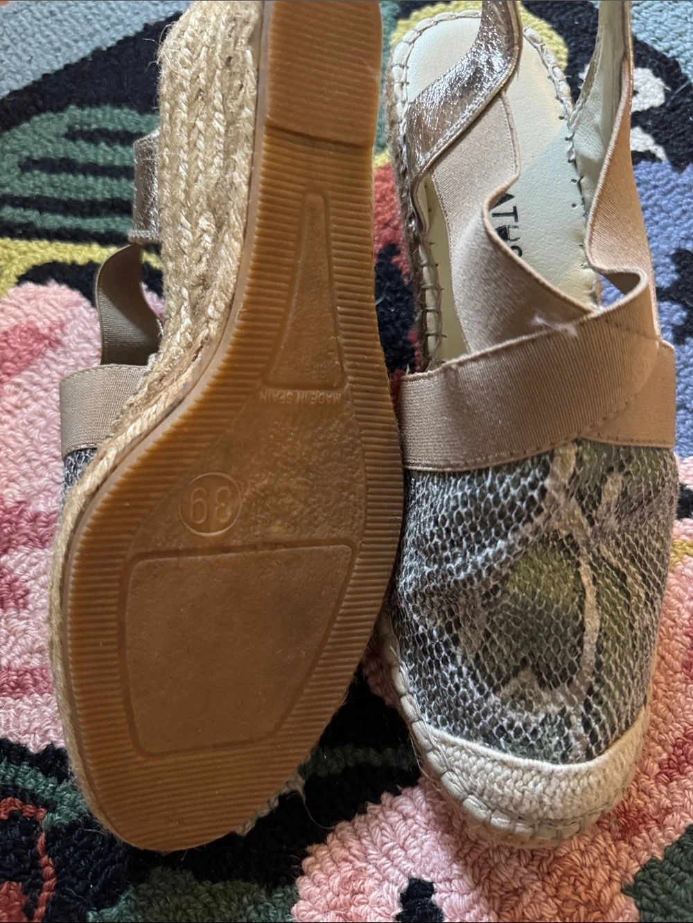 Women's Tan & Snake-Print Slingback Espadrilles size 39